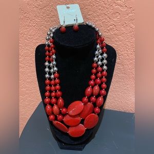New Red and Silver necklace